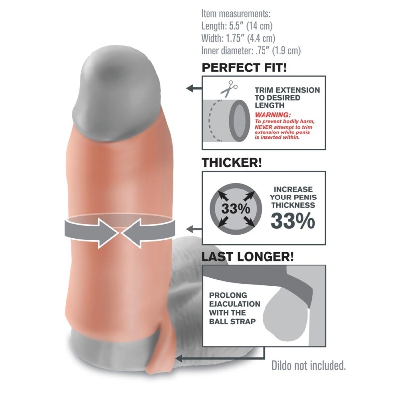 Fantasy X-Tensions - Nakładka Na Penisa 33% Większy Penis Cielisty 14cm