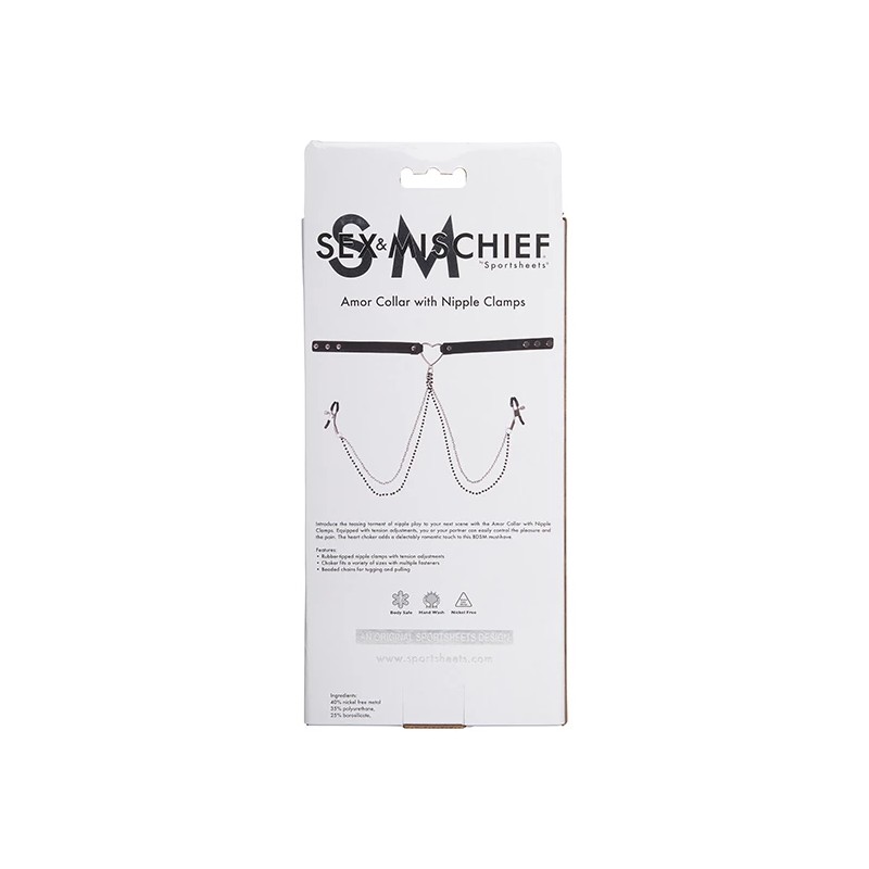 Sportsheets - Sex & Mischief Obroża Z Zaciskami Na Sutki
