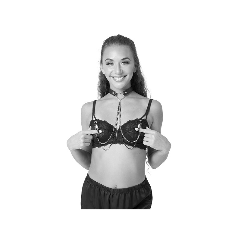 Sportsheets - Sex & Mischief Obroża Z Zaciskami Na Sutki