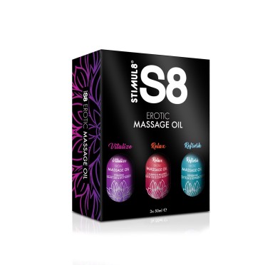 S8 Massage Oil Box 3x 50ml Multi flavour