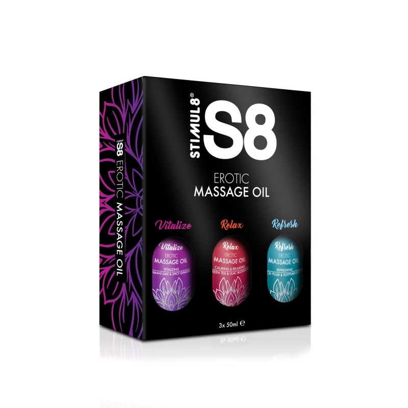 S8 Massage Oil Box 3x 50ml Multi flavour