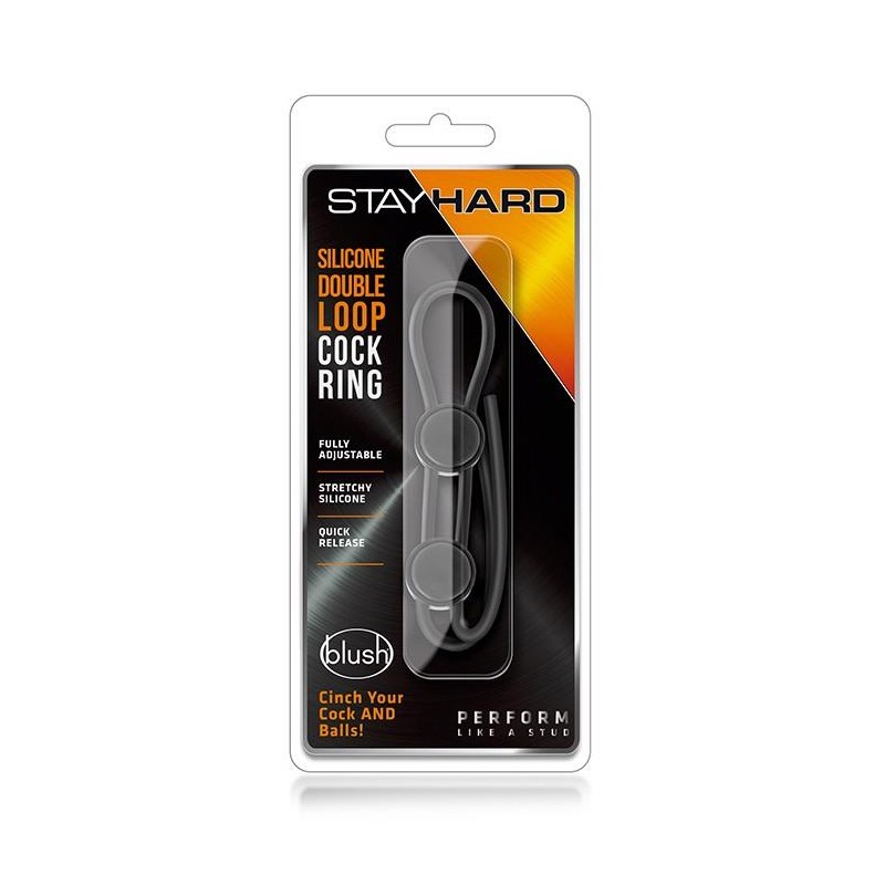 STAY HARD DOUBLE LOOP COCK RING BLACK