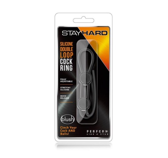 STAY HARD DOUBLE LOOP COCK RING BLACK