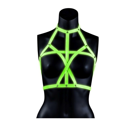 Bra Harness - Glow in the Dark - Neon Green/Black - S/M