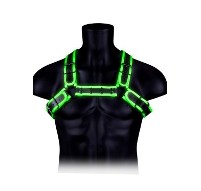 Buckle Bulldog Harness - GitD - Neon Green/Black - S/M