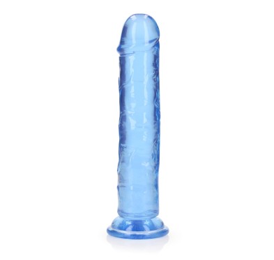 Żelowe niebieskie dildo z przyssawką waginalne i analne 22 cm