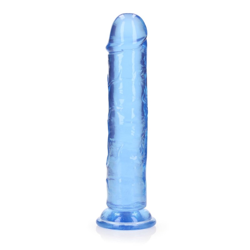 Żelowe niebieskie dildo z przyssawką waginalne i analne 22 cm