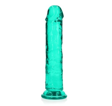 Żelowe zielone dildo z przyssawką waginalne i analne 22 cm