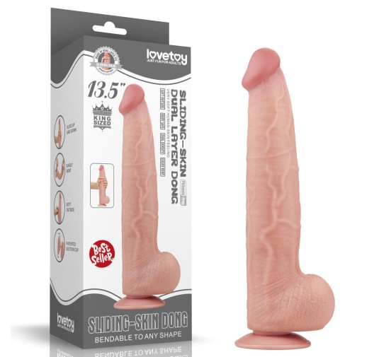 13.5'' King Sized Sliding Skin Dual Layer Dong