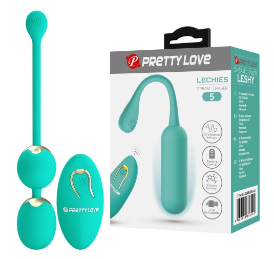 PRETTY LOVE - LECHIES  Dream chaser 5, Green, Wireless remote control 12 vibration functions Memory function