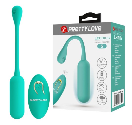 PRETTY LOVE - LECHIES  Dream chaser 5, Green, Wireless remote control 12 vibration functions Memory function