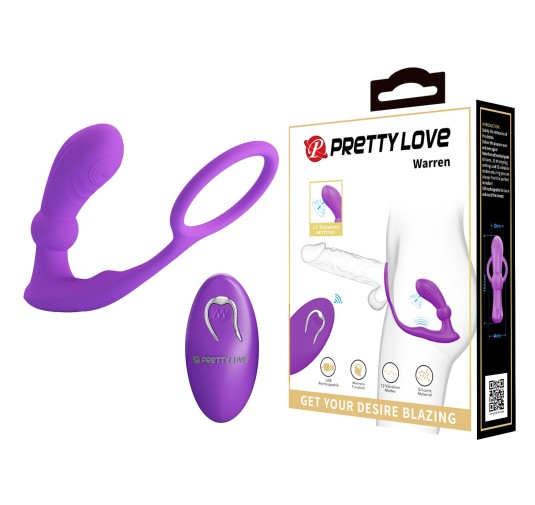 PRETTY LOVE - Warren Purple, Wireless remote control 12 pulse wave settings 12 vibration functions