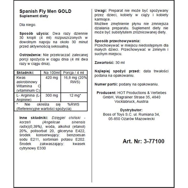 Afrodyzjak hiszpańska mucha krople pobudzające 30m Afrodyzjak hiszpańska mucha krople pobudzające 30m