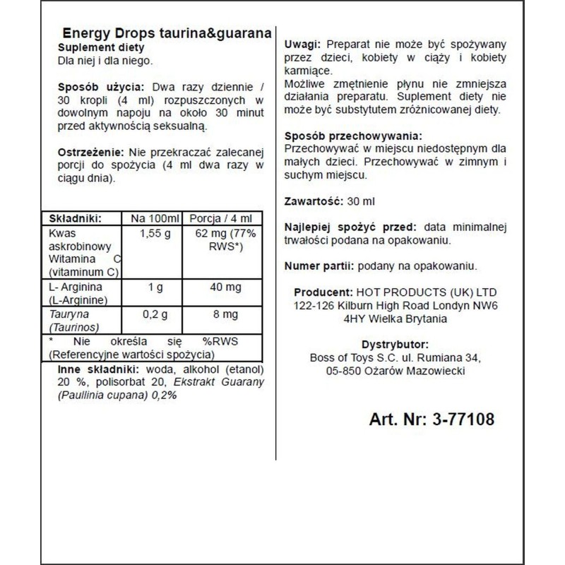 Krople podnoszące libido pożądanie energię 30ml Krople podnoszące libido pożądanie energię 30ml