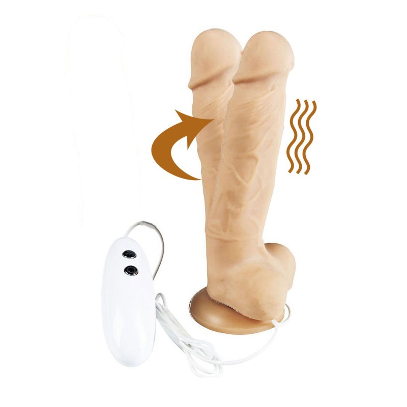 Dildo z wibracją rotacją pilot cielisty 18 cm Dildo z wibracją rotacją pilot cielisty 18 cm