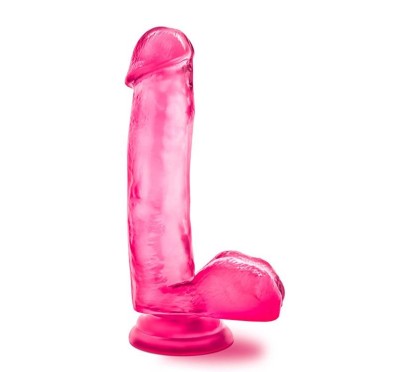 Różowe dildo grube z żyłkami mocną przyssawka 18cm