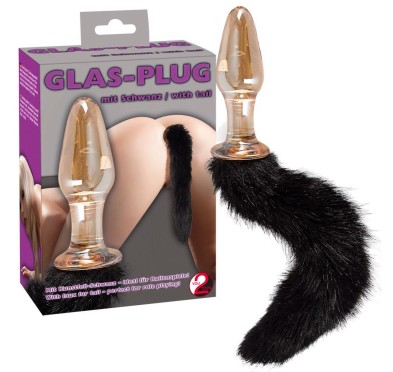 Szklany korek analny plug zatyczka z sex ogonem