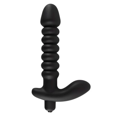 Dildo korek analny czarny prążkowany 17 cm Dildo korek analny czarny prążkowany 17 cm