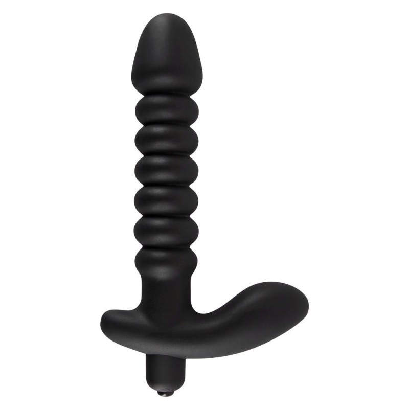 Dildo korek analny czarny prążkowany 17 cm Dildo korek analny czarny prążkowany 17 cm