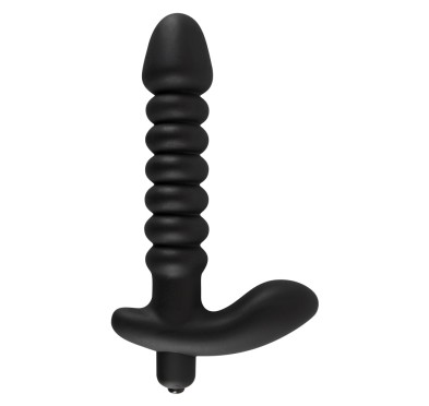 Dildo korek analny czarny prążkowany 17 cm Dildo korek analny czarny prążkowany 17 cm