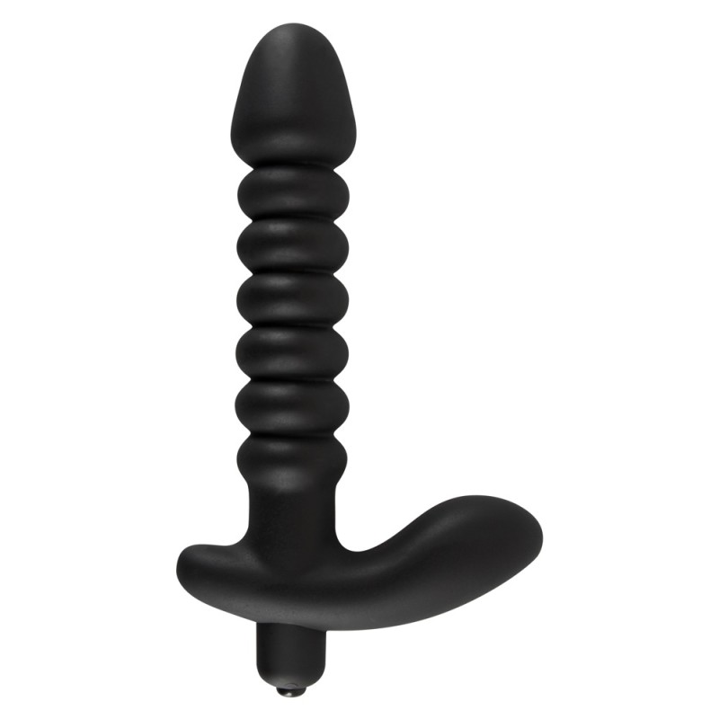 Dildo korek analny czarny prążkowany 17 cm Dildo korek analny czarny prążkowany 17 cm