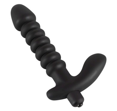 Dildo korek analny czarny prążkowany 17 cm Dildo korek analny czarny prążkowany 17 cm