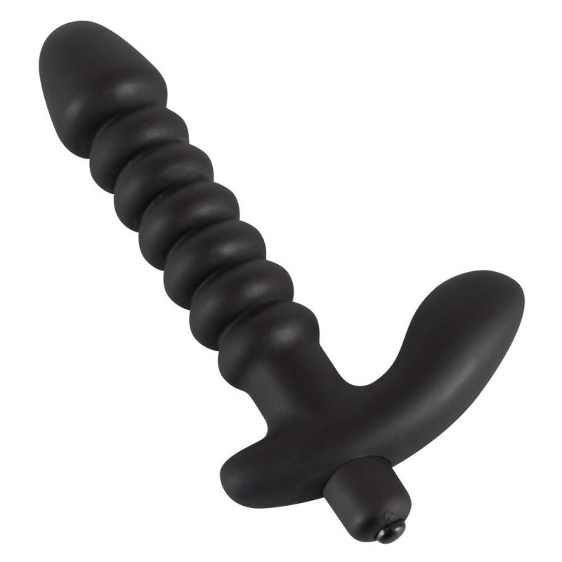 Dildo korek analny czarny prążkowany 17 cm Dildo korek analny czarny prążkowany 17 cm