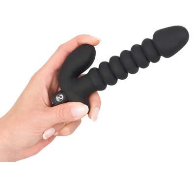 Dildo korek analny czarny prążkowany 17 cm Dildo korek analny czarny prążkowany 17 cm