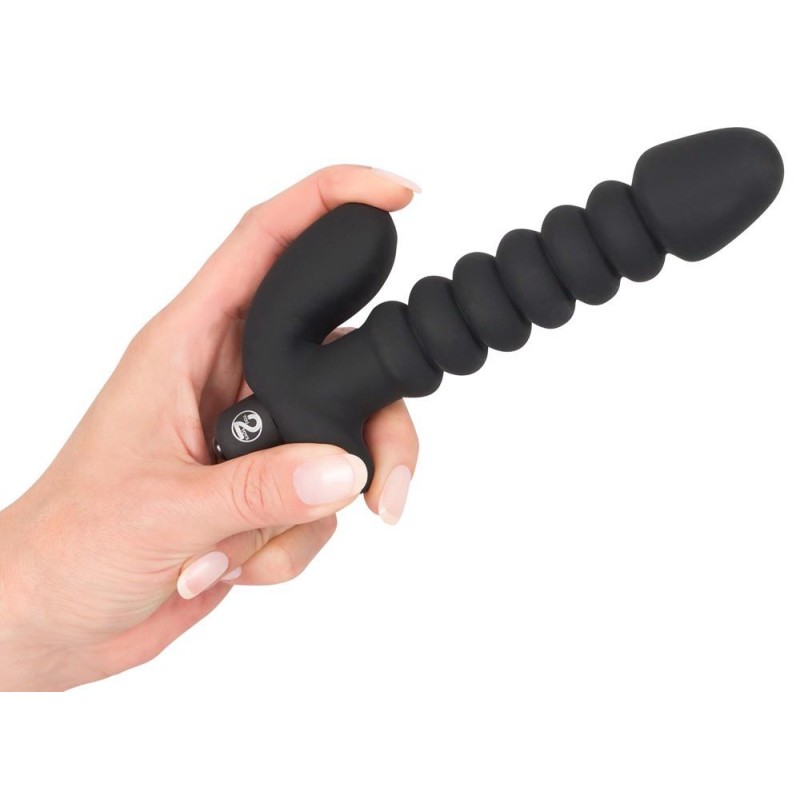 Dildo korek analny czarny prążkowany 17 cm Dildo korek analny czarny prążkowany 17 cm