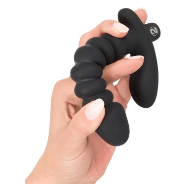 Dildo korek analny czarny prążkowany 17 cm Dildo korek analny czarny prążkowany 17 cm