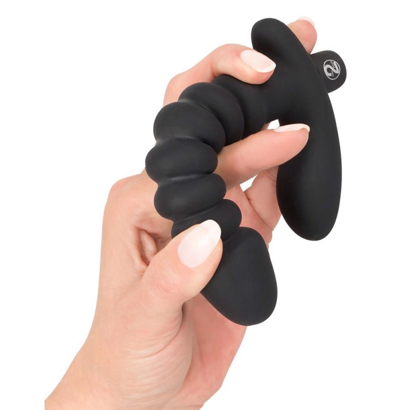 Dildo korek analny czarny prążkowany 17 cm Dildo korek analny czarny prążkowany 17 cm