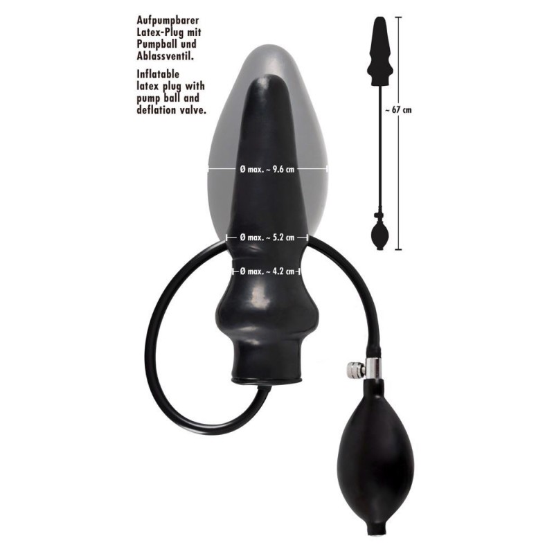 Lateksowy pompowany plug analny powiększany 20cm
