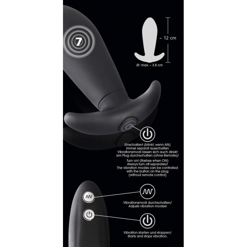 Stożkowa wtyczka analna plug korek wibracyjny 12cm Stożkowa wtyczka analna plug korek wibracyjny 12cm