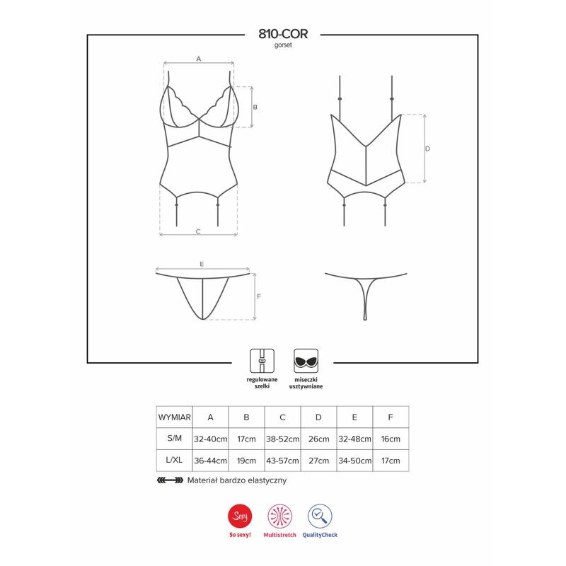 Koronkowy gorset stringi komplet obsessive s/m Koronkowy gorset stringi komplet obsessive s/m