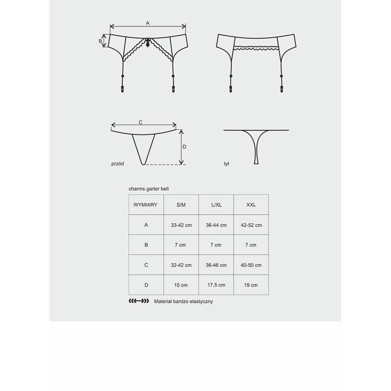 Stringi i pas do pończoch komplet obsessive l/xl Stringi i pas do pończoch komplet obsessive l/xl
