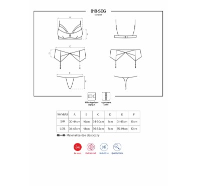 Czarny stanik pas stringi komplet obsessive s/m Czarny stanik pas stringi komplet obsessive s/m