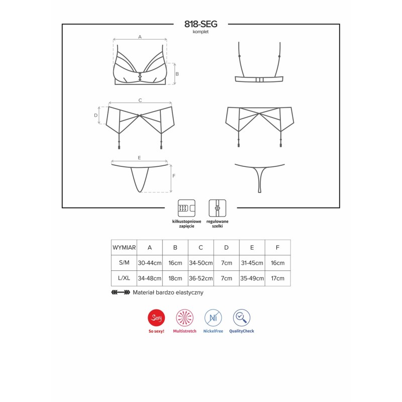 Czarny stanik pas stringi komplet obsessive s/m Czarny stanik pas stringi komplet obsessive s/m