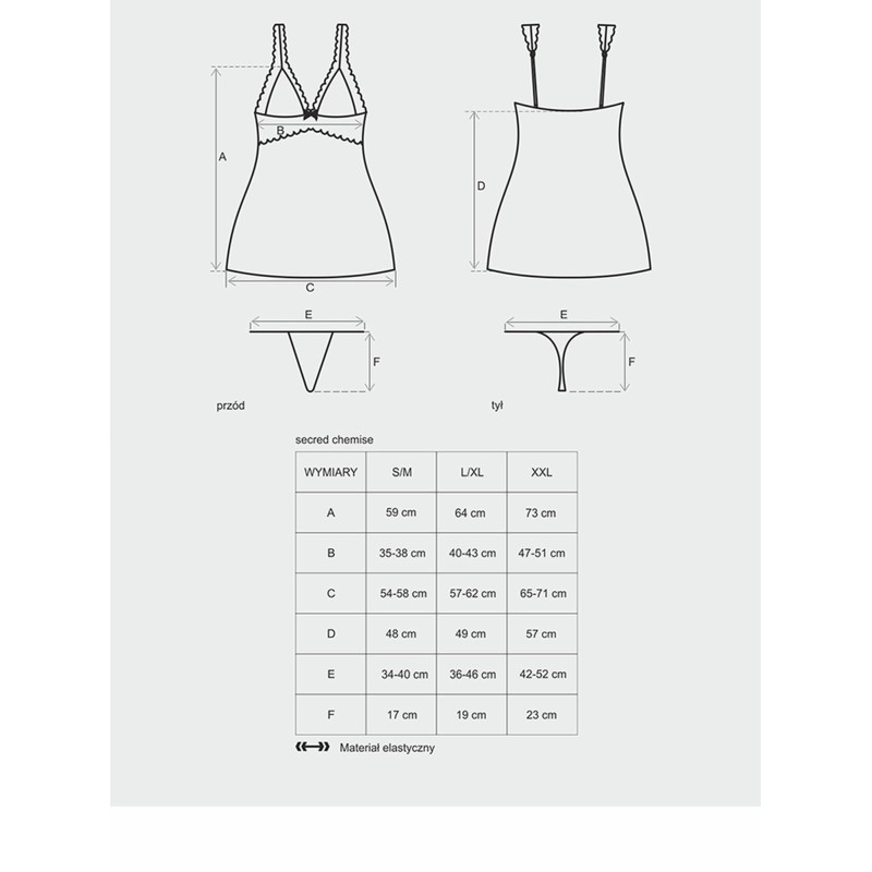 Satynowa sex koszulka stringi komplet secred l/xl Satynowa sex koszulka stringi komplet secred l/xl