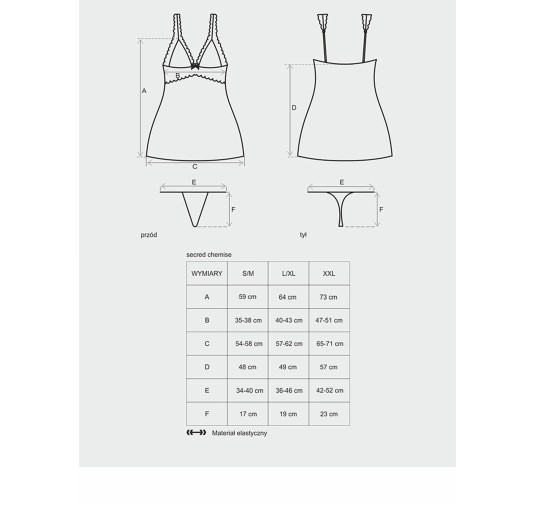 Satynowa sex koszulka stringi komplet secred l/xl