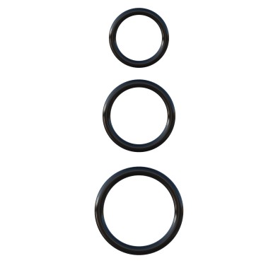 Pierścień-SILICONE 3-RING STAMINA SET BLACK