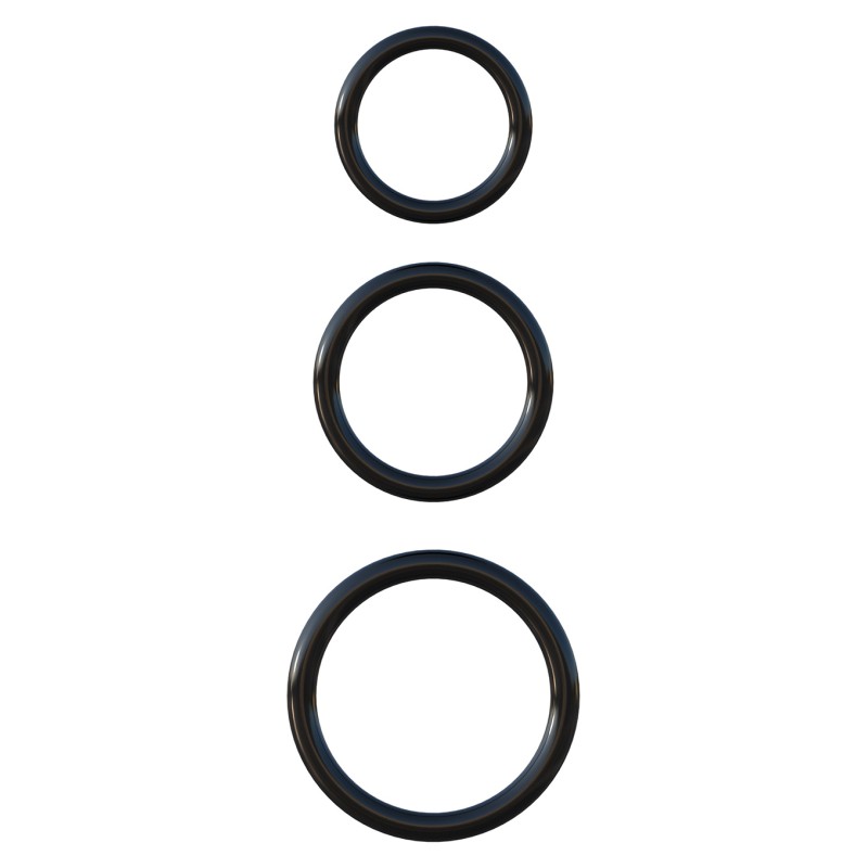 Pierścień-SILICONE 3-RING STAMINA SET BLACK