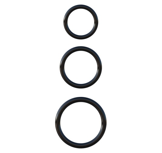 Pierścień-SILICONE 3-RING STAMINA SET BLACK