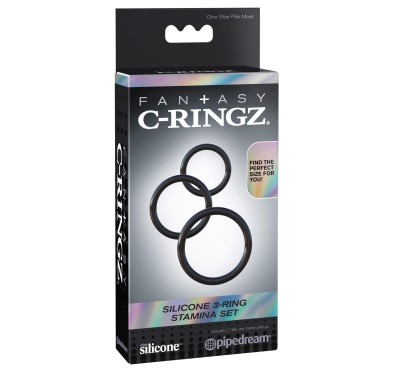 Pierścień-SILICONE 3-RING STAMINA SET BLACK