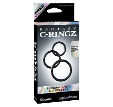 Pierścień-SILICONE 3-RING STAMINA SET BLACK