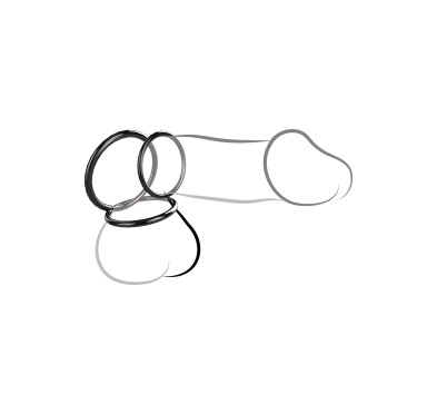 Pierścień-SILICONE 3-RING STAMINA SET BLACK