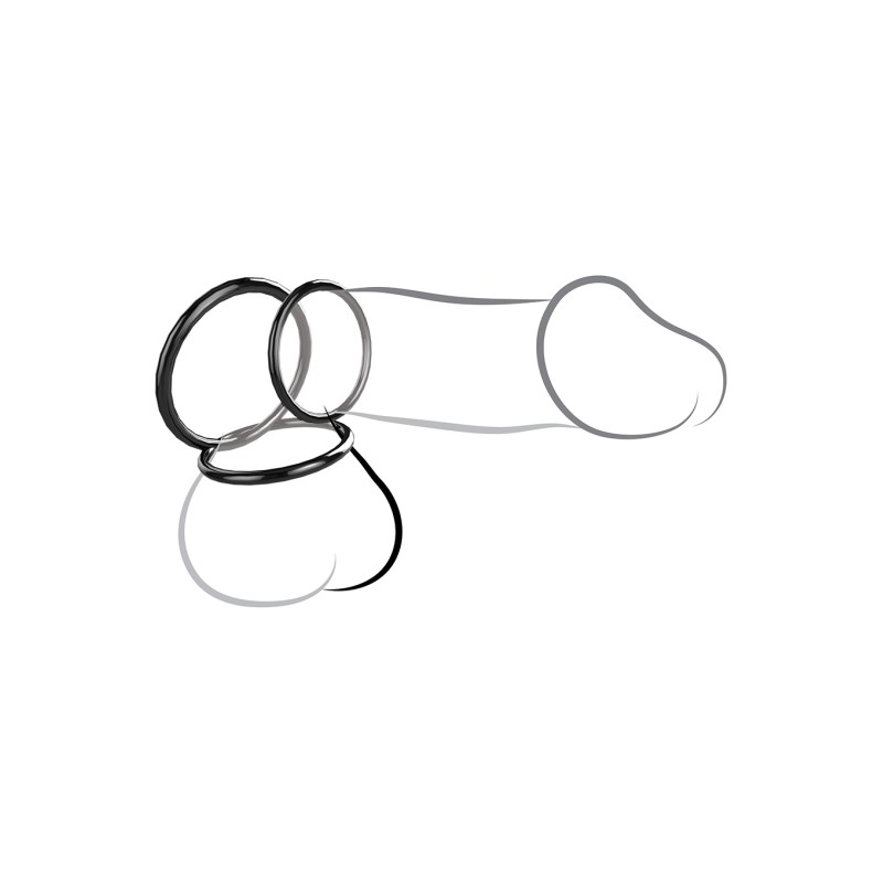 Pierścień-SILICONE 3-RING STAMINA SET BLACK