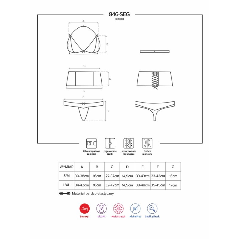 Komplet koronka stanik pas stringi obsessive s/m Komplet koronka stanik pas stringi obsessive s/m