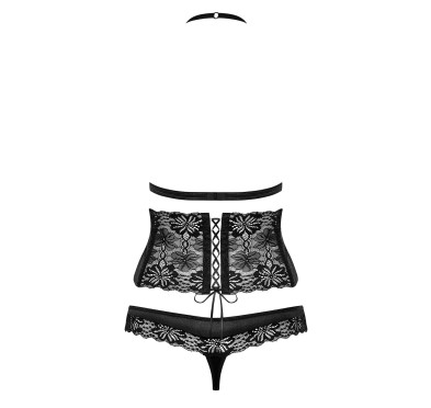 Komplet koronka stanik pas stringi obsessive lxl
