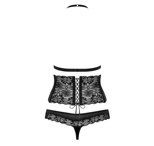 Komplet koronka stanik pas stringi obsessive lxl