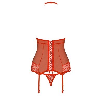 Czerwony gorset stringi sex komplet obsessive s/m